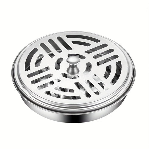 Planet Gates Silvery 1pc, Eliminate Mosquitoes Instantly With This Portable Stainless Steel Mosquito Incense Box For Indoor Home Pest Control