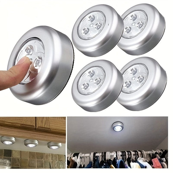 Planet Gates Silvery 1pc Fashion Wall Light, Kitchen Cabinet Closet Lighting, 3 LED Sticker Tap Touch Lamp ( Not Included Battery)