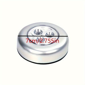 Planet Gates Silvery 1pc Fashion Wall Light, Kitchen Cabinet Closet Lighting, 3 LED Sticker Tap Touch Lamp ( Not Included Battery)