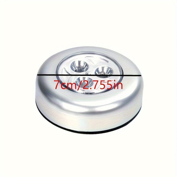 Planet Gates Silvery 1pc Fashion Wall Light, Kitchen Cabinet Closet Lighting, 3 LED Sticker Tap Touch Lamp ( Not Included Battery)