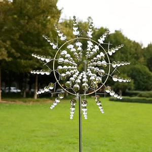 Planet Gates Silvery 1pc Magical Metal Windmill, 3D Metal Outdoor Wind Spinners For Yard And Garden, Unique Metal Kinetic Wind Sculptures & Spinners, Wind Catchers Metal Outdoor Lawn Patio Decoration Wind Sculpture