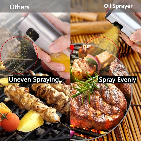 Planet Gates Silvery 1pc Olive Oil Sprayer Spritzer Bottle For Cooking Oil Dispenser Vinegar Bottle Air Fryer Kitchen Cooking Frying Salad Baking BBQ, 100ml