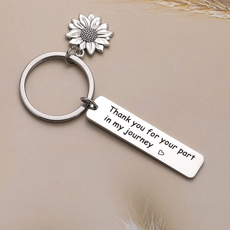 Planet Gates Silvery / 1pc Stainless Steel Keychain Thank You For Your Part In My Journey Sunflower Pendant Keychain Gift For Good Friends Inspirational Keychain