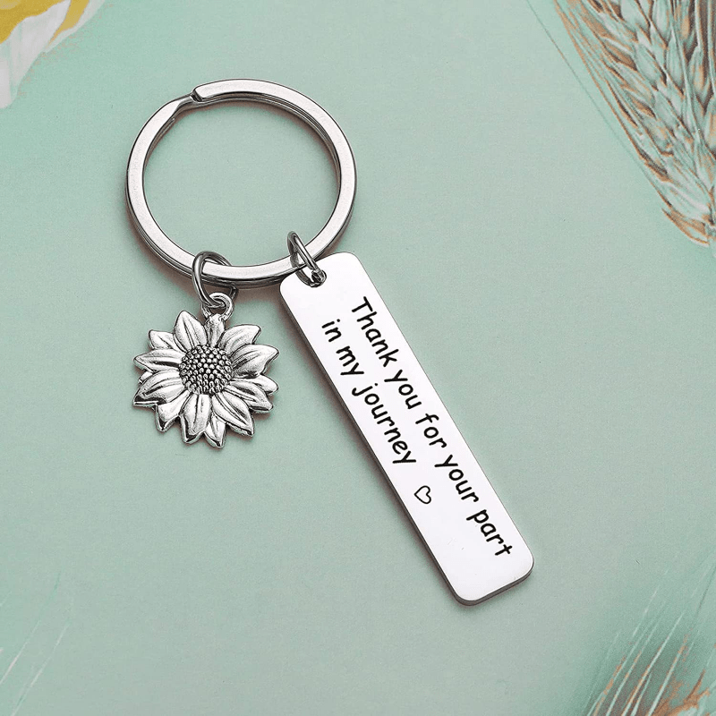 Planet Gates Silvery / 1pc Stainless Steel Keychain Thank You For Your Part In My Journey Sunflower Pendant Keychain Gift For Good Friends Inspirational Keychain