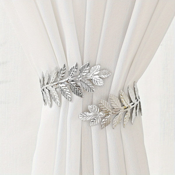 Planet Gates Silvery 1pc Tree Leaf Pattern Golden Silvery Curtain Tieback Curtain Holdback Window Clip For Bedroom Living Room Home Decor