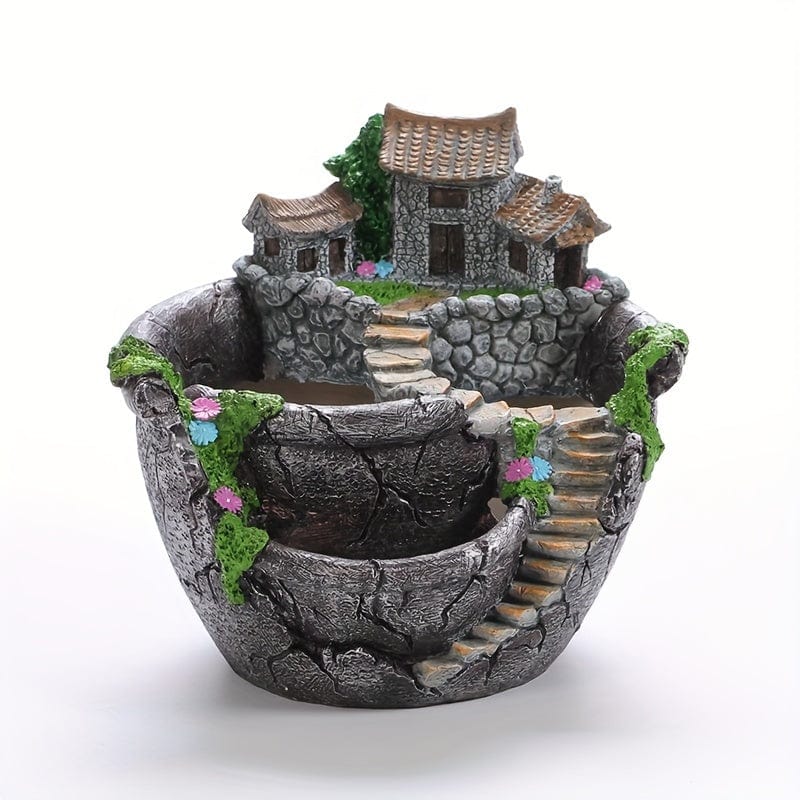 Planet Gates Silvery 1pc, Vintage Countryside Three-Compartment Planter For Gardening Enthusiasts, Flower Pot Indoor Modern Decorative Plastic Pots For Plants With Drainage Hole And Tray For All House Plants, Succulents, Flowers, And Cactus