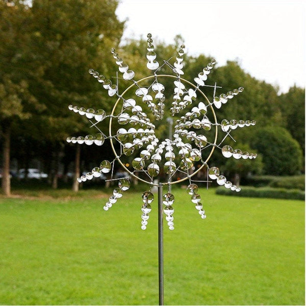 Planet Gates Silvery-2 1pc Magical Kinetic Metal Windmill Spinner Wind Powered Catchers, Creative Patio Garden Lawn Outdoor Courtyard Decoration Unique Wind Collectors