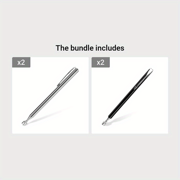 Planet Gates Silvery*2+Black*2 Mini Portable Telescopic Magnetic Magnet Pen Handy Tool Capacity For Picking Up Nut Bolt Extendable Pickup Rod Stick
