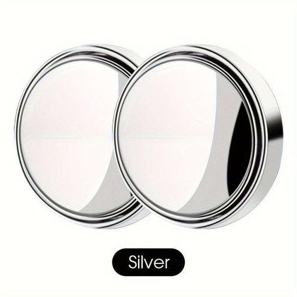 Planet Gates Silvery / 2pcs 2pcs Small Round Mirror High-definition Glass Car-mounted Adjustable 360-degree Rotation Rear View Car Reversing Auxiliary Blind Spot Mirror