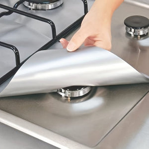 Planet Gates Silvery / 4pcs 4pc Stovetop Burner Protector Pad, Premium Extra 0.15mm Thick Reusable Gas Range Stovetop Burner Protector Pad, Liner Cover For Cleaning Kitchen Tools