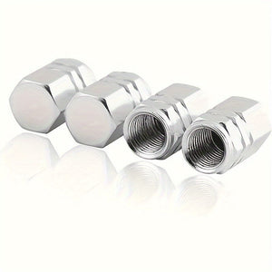 Planet Gates Silvery 4pcs Cool Tire Cover Aluminum Alloy Valve Tire Valve Stem Valve Car Wheel Valve Car Dust-proof Tire Hexagon, Car Exterior Accessories
