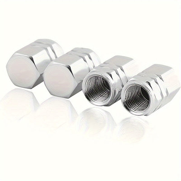 Planet Gates Silvery 4pcs Cool Tire Cover Aluminum Alloy Valve Tire Valve Stem Valve Car Wheel Valve Car Dust-proof Tire Hexagon, Car Exterior Accessories