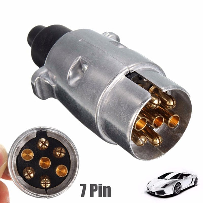 Planet Gates Silvery 7 Pin Metal Trailer Plug Towbar Towing Lights Socket Car Van Caravan 12V APM