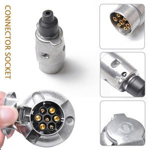 Planet Gates Silvery 7 Pin Metal Trailer Plug Towbar Towing Lights Socket Car Van Caravan 12V APM