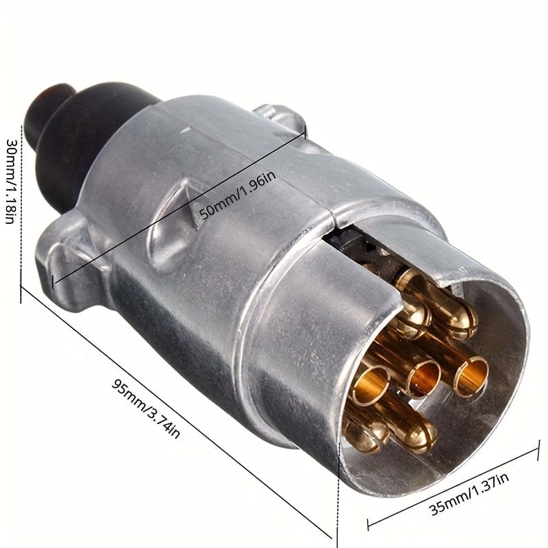 Planet Gates Silvery 7 Pin Metal Trailer Plug Towbar Towing Lights Socket Car Van Caravan 12V APM