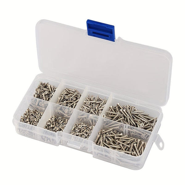 Planet Gates Silvery / 800pcs 800pcs/box Stainless Steel Self Tapping Screw M2x4 M2x5 M2x6 M2x8 M2x10 Assortment Kit Lock Nut Wood Thread Nail Screw Sets