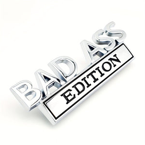 Planet Gates Silvery Black A 1pc BAD ASS Edition Emblem, 3D Fender Badge Decal Car Sticker Fit Bumper Hood Trunk Door, Universal Exterior Replacement Accessories For Truck SUV
