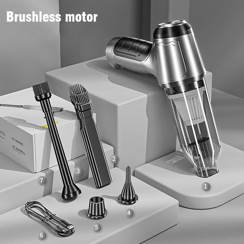 Planet Gates Silvery Brushless Car Wireless Mini Vacuum Cleaner Multi-functional Handheld Electric Vacuum Cleaner Wet & Dry Home Cleaning Tool Car Interior Vacuum Cleaner