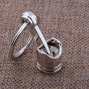 Planet Gates Silvery Car Engine Piston Style Keychain Key Ring Creative Metal Piston Model Keyring Keyfob Key Pendant KeyChain Decor Car Accessories