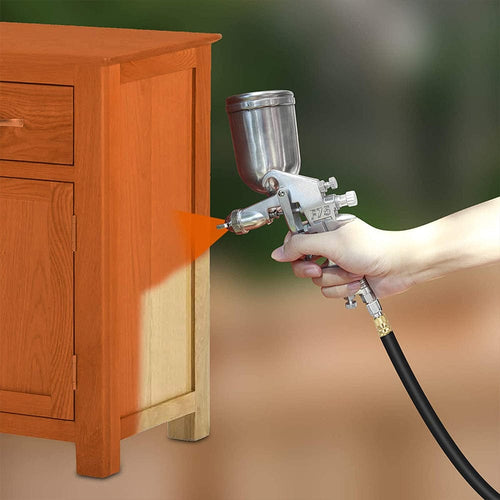 Planet Gates Silvery / F-75 Upper Kettle 1.5 Caliber 400ML Spray Gun Professional Pneumatic Airbrush Sprayer Alloy Painting Atomizer Tool With Hopper For Painting Cars