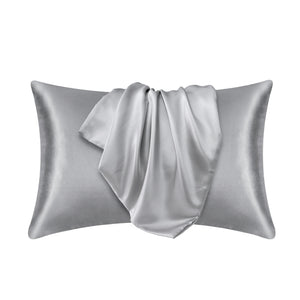 Planet Gates Silvery Grey / 35cm*50cm 1pc Satin Solid Color Pillowcase, Soft Pillow Cover With Envelope Closure For Bedroom, Bedding Supplies, Without Filler