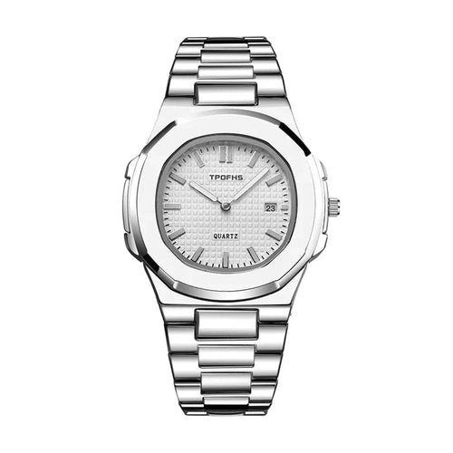 Planet Gates Silvery white 2024 New Luxury Men Quartz Watches 30M Waterproof Automatic Date Watch Man Stainless Steel Sport Chronograph Watch for Men Clock