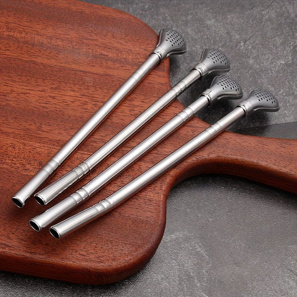 Planet Gates Silvery ×3 3pcs/set, Stainless Steel Straws Spoons, Stirring Spoon, Detachable Cleaning Straw, Juice Milk Tea Filtering Straw, Straw Brush, Drinkware Accessories, Kitchen Supplies