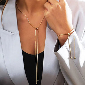 Planet Gates Simple Long Tassel Chain Necklace for Women Trendy Adjustable Choker Necklace 2024 Fashion Jewelry Chain On The Neck Girls Gifts