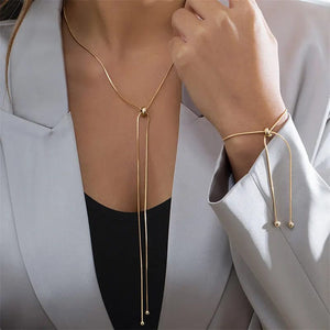 Planet Gates Simple Long Tassel Chain Necklace for Women Trendy Adjustable Choker Necklace 2024 Fashion Jewelry Chain On The Neck Girls Gifts