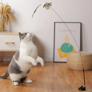 Planet Gates Simulation Bird interactive Cat Toy Funny Feather Bird with Bell Cat Stick Toy for Kitten Playing Teaser Wand Toy Cat Supplies