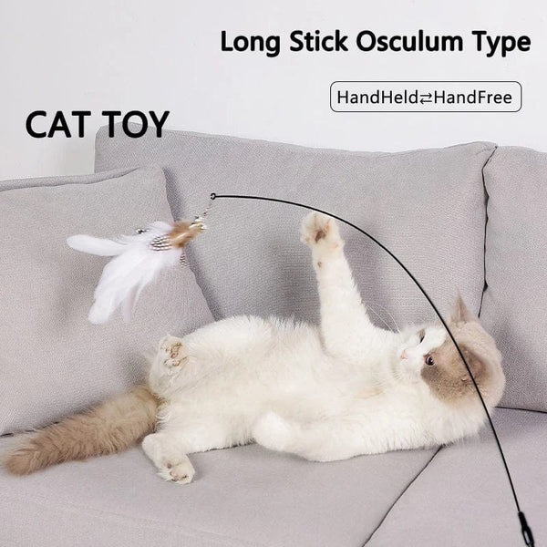 Planet Gates Simulation Bird interactive Cat Toy Funny Feather Bird with Bell Cat Stick Toy for Kitten Playing Teaser Wand Toy Cat Supplies