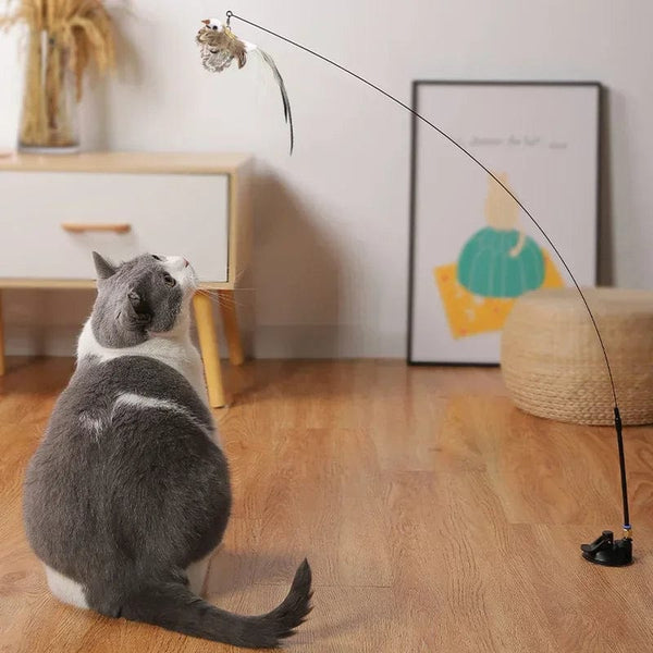 Planet Gates Simulation Bird interactive Cat Toy Funny Feather Bird with Bell Cat Stick Toy for Kitten Playing Teaser Wand Toy Cat Supplies