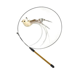 Planet Gates Simulation Bird interactive Cat Toy Funny Feather Bird with Bell Cat Stick Toy for Kitten Playing Teaser Wand Toy Cat Supplies