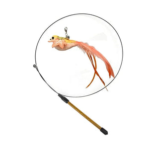 Planet Gates Simulation Bird interactive Cat Toy Funny Feather Bird with Bell Cat Stick Toy for Kitten Playing Teaser Wand Toy Cat Supplies