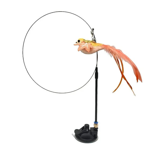 Planet Gates Simulation Bird interactive Cat Toy Funny Feather Bird with Bell Cat Stick Toy for Kitten Playing Teaser Wand Toy Cat Supplies