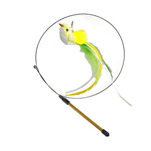Planet Gates Simulation Bird interactive Cat Toy Funny Feather Bird with Bell Cat Stick Toy for Kitten Playing Teaser Wand Toy Cat Supplies
