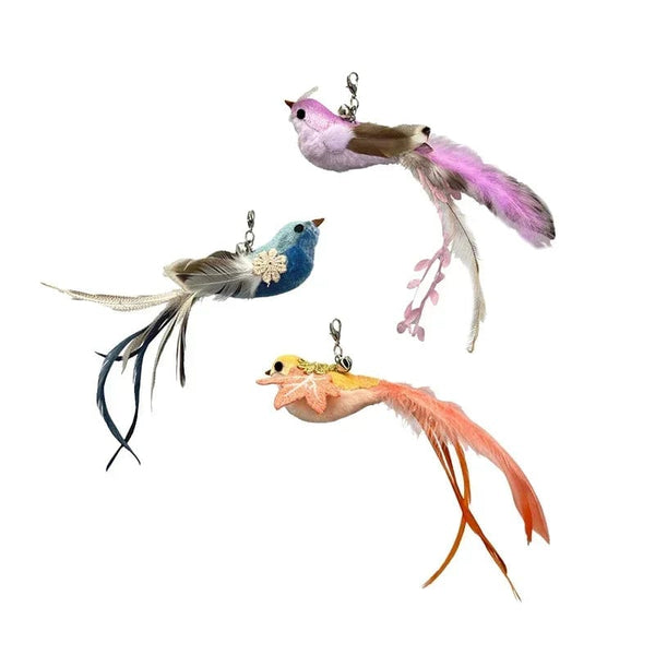 Planet Gates Simulation Bird interactive Cat Toy Funny Feather Bird with Bell Cat Stick Toy for Kitten Playing Teaser Wand Toy Cat Supplies