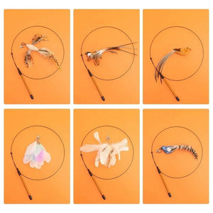 Planet Gates Simulation Bird interactive Cat Toy Funny Feather Bird with Bell Cat Stick Toy for Kitten Playing Teaser Wand Toy Cat Supplies