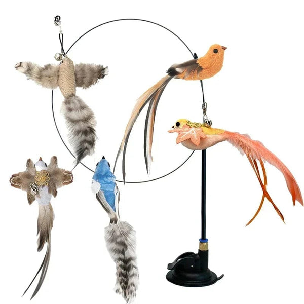 Planet Gates Simulation Bird interactive Cat Toy Funny Feather Bird with Bell Cat Stick Toy for Kitten Playing Teaser Wand Toy Cat Supplies