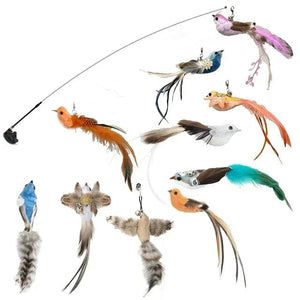 Planet Gates Simulation Bird interactive Cat Toy Funny Feather Bird with Bell Cat Stick Toy for Kitten Playing Teaser Wand Toy Cat Supplies