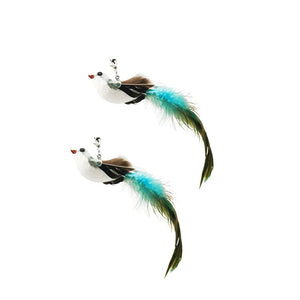 Planet Gates Simulation Bird Interactive Funny Cat Stick Toy Furry Feather Bird With Bell Sucker Cat Stick Toy Kitten Playing Pet Accessories