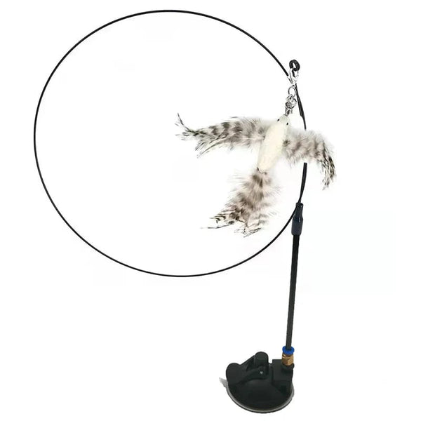 Planet Gates Simulation Bird Interactive Funny Cat Stick Toy Furry Feather Bird With Bell Sucker Cat Stick Toy Kitten Playing Pet Accessories