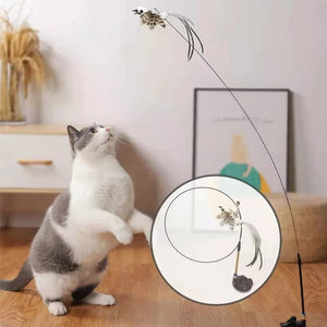 Planet Gates Simulation Bird Interactive Funny Cat Stick Toy Furry Feather Bird With Bell Sucker Cat Stick Toy Kitten Playing Pet Accessories
