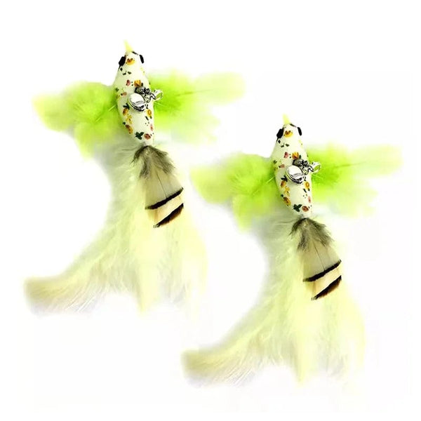 Planet Gates Simulation Bird Interactive Funny Cat Stick Toy Furry Feather Bird With Bell Sucker Cat Stick Toy Kitten Playing Pet Accessories