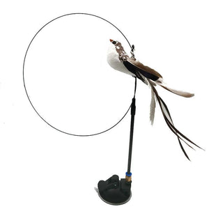 Planet Gates Simulation Bird Interactive Funny Cat Stick Toy Furry Feather Bird With Bell Sucker Cat Stick Toy Kitten Playing Pet Accessories