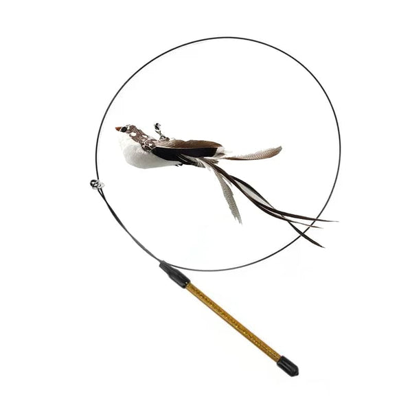 Planet Gates Simulation Bird Interactive Funny Cat Stick Toy Furry Feather Bird With Bell Sucker Cat Stick Toy Kitten Playing Pet Accessories