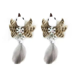 Planet Gates Simulation Bird Interactive Funny Cat Stick Toy Furry Feather Bird With Bell Sucker Cat Stick Toy Kitten Playing Pet Accessories