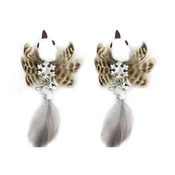 Planet Gates Simulation Bird Interactive Funny Cat Stick Toy Furry Feather Bird With Bell Sucker Cat Stick Toy Kitten Playing Pet Accessories