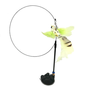 Planet Gates Simulation Bird Interactive Funny Cat Stick Toy Furry Feather Bird With Bell Sucker Cat Stick Toy Kitten Playing Pet Accessories