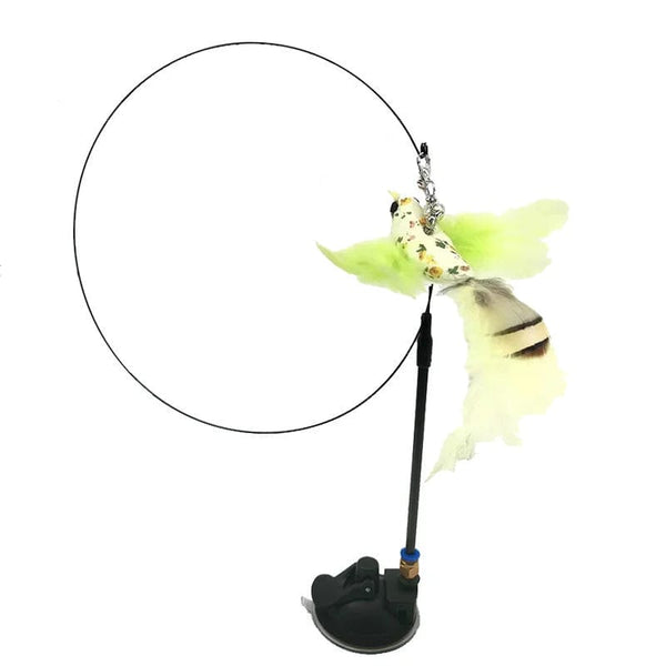 Planet Gates Simulation Bird Interactive Funny Cat Stick Toy Furry Feather Bird With Bell Sucker Cat Stick Toy Kitten Playing Pet Accessories